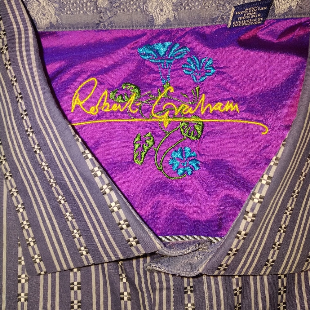 ROBERT GRAHAM MENS STRIPED DRESS SHIRT